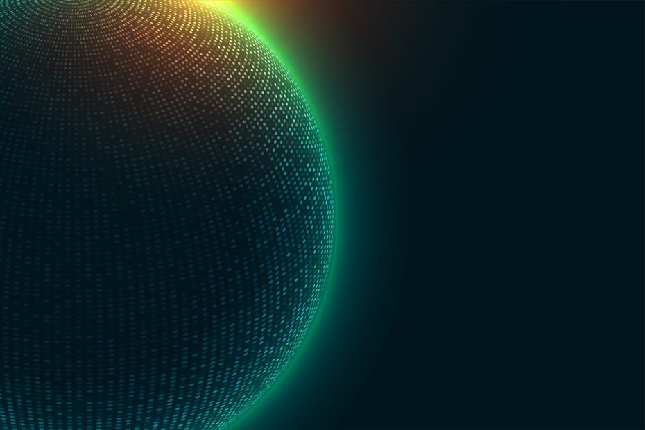 technology particle sphere with glowing lights background